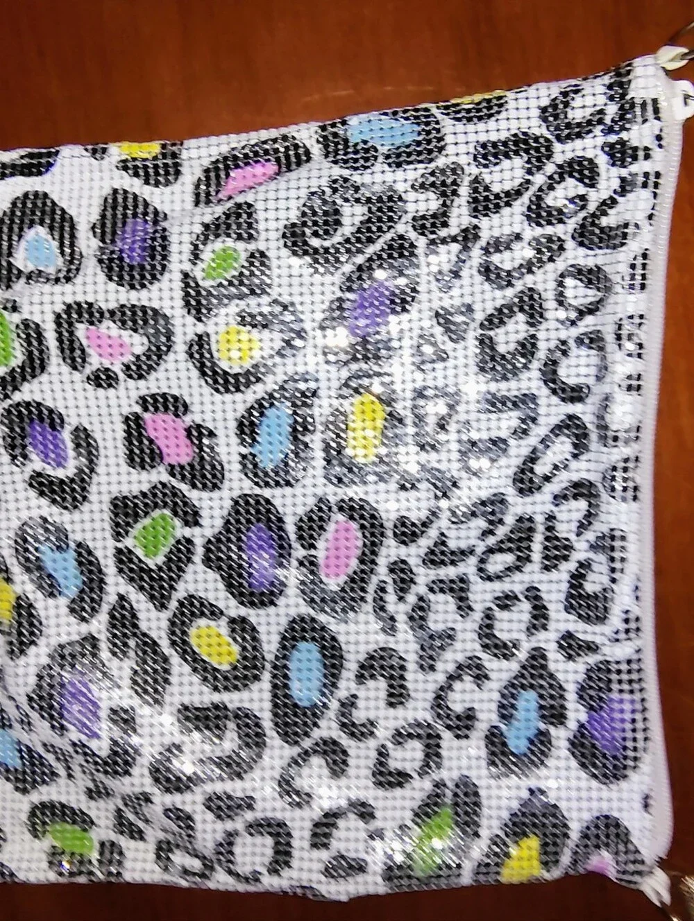 VTG Whiting & Davis Neon Rainbow Leopard Metal Mesh Bag – Rare Fringed Crossbody